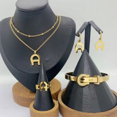 Stainless steel jewelry necklace Earrings Bracelet ring Wholesale