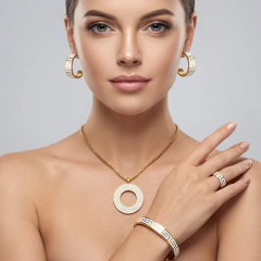 Stainless steel jewelry necklace Earrings Bracelet ring Wholesale