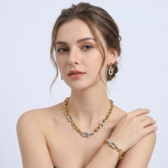 Stainless steel + copper jewelry necklace bracelet Earrings Wholesale