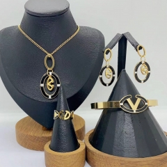 Stainless steel jewelry necklace Earrings Bracelet ring Wholesale