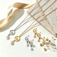 Stainless steel jewelry necklace Earrings Bracelet ring Wholesale