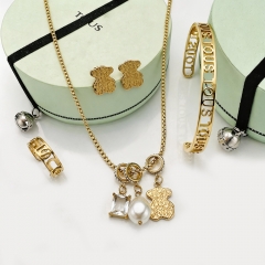Stainless steel jewelry necklace Earrings Bracelet ring Wholesale