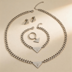 Stainless steel jewelry necklace Earrings Bracelet ring Wholesale