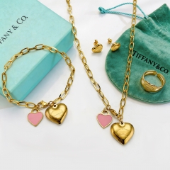 Stainless steel jewelry necklace Earrings Bracelet ring Wholesale
