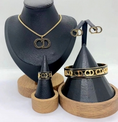 Stainless steel jewelry Necklace Earrings Bangle ring Wholesale for women
