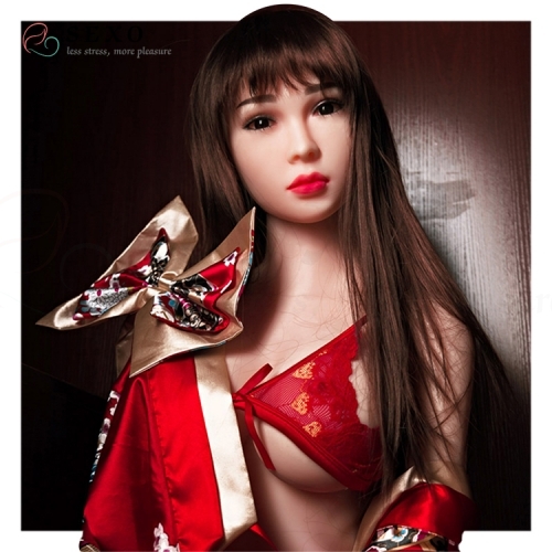 SEXO 148cm China's style red bathrobe temptation silicone doll