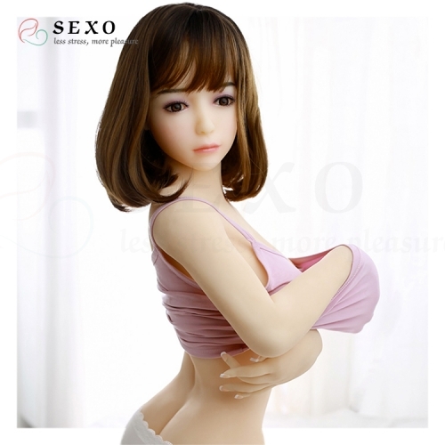 SEXO 140cm Short hair round face soft breast silicon doll TPE sex doll
