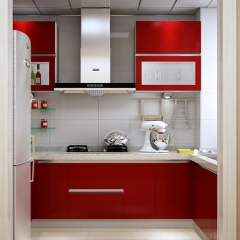 modern red lacquer small kitchen cabinets