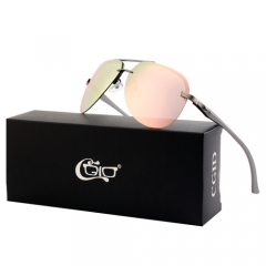 CGID Rimless Metal Mirrored Polarized  Pilot Sunglasses