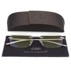 CGID Anti-Blue-Light Unisex Lightweight Rimless Frameless Rectangle Reading Glasses Mens Womens Spring Hinge Fashion Readers Reading Glasses