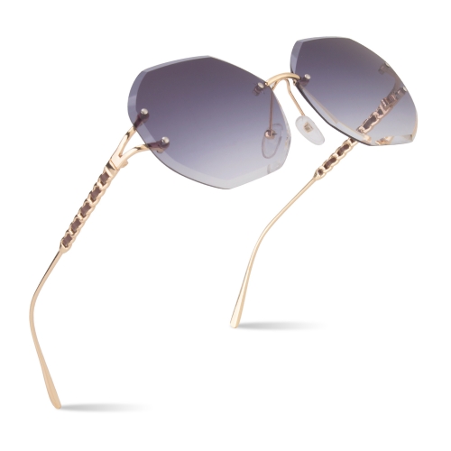 CGID New Arrival Rimless Sunglasses for Women With Diamond Cut