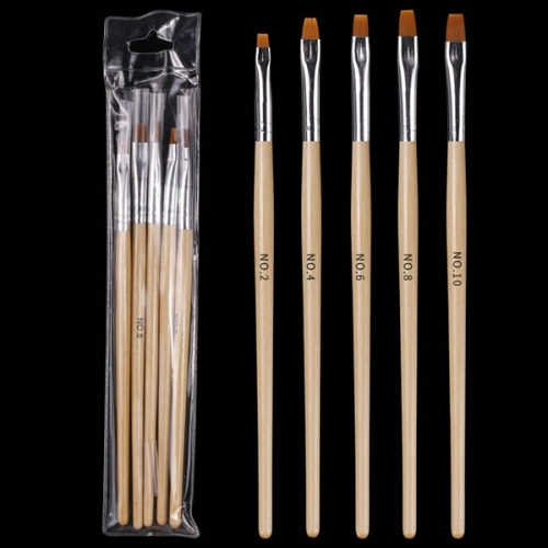 W54-3  size#2/4/6/8/10 flat nailart brushes