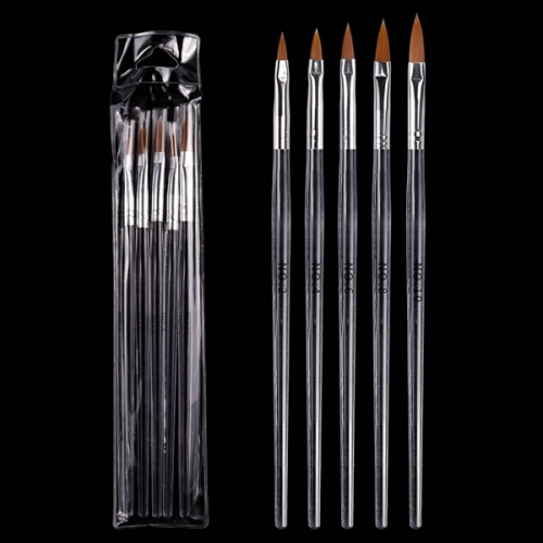 W48-1  5pcs/set Nail Art Acrylic Liquid Powder UV Polish Gel Extension Builder Brush Flower Drawing Painting Pen Manicure Tool