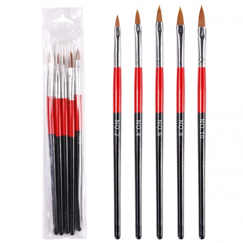 W49-3  5pcs/set Nail Art Acrylic Liquid Powder UV Polish Gel Extension Builder Brush Flower Drawing Painting Pen Manicure Tool