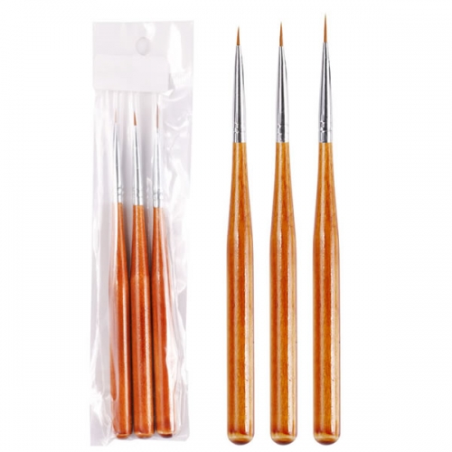 W47-5  3Pcs Orange Design Painting Drawing UV Gel Liner Polish Brush Tool pen Nail Art