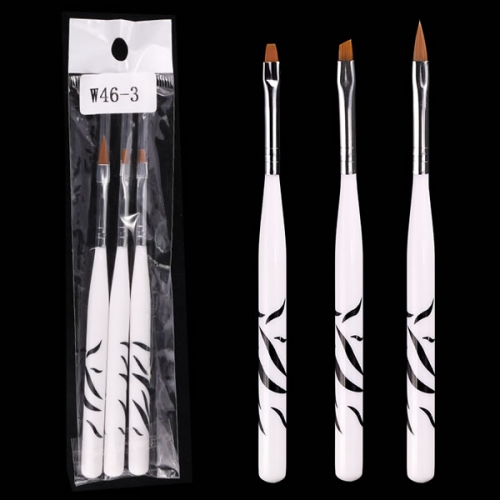 W46-3 3pcs/set Professional Acrylic Handle Nail Art Brush Kit Crystal Painting Drawing