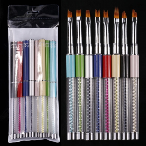 NBS-72  Rhinestone Handle UV Gel Flower Painting Pen Acrylic French Nail Art Brush Set Gel Polish