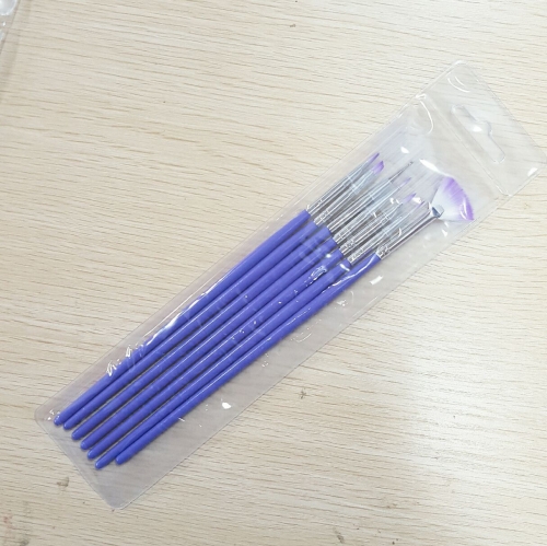 NBS-36  7 Pcs Brush Set Purple Handle UV Gel Lacquer Acrylic Painting Liner Pen