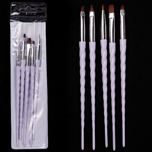 NBS-54  5 styles white handle nailart brush set