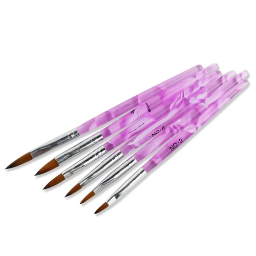 NBS-02  6PCS/Set Sable Detachable Gel Acrylic Decoration Carving Crystal Pen Brush