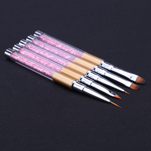 NBS-69  5PCS/Set  Nail Art Brush Red Rhinestone Acrylic Pen Carving Tips Painting Poly Gel Tool