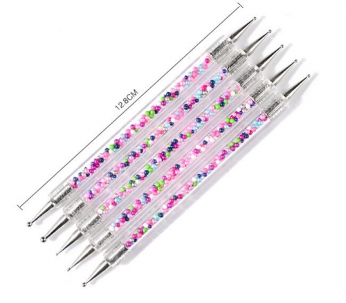 HDT-21 5Pcs Double Head Point Drill Set Crystal Manicure Tools Painting Dot Pen Nail Art