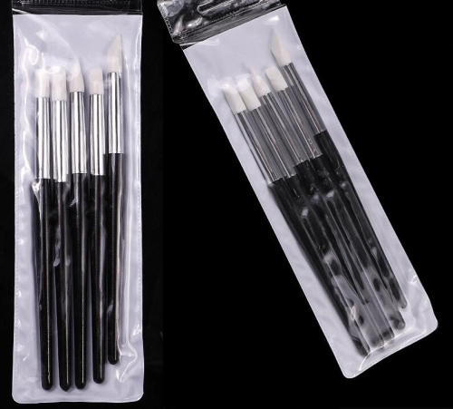 SNP-07 5 Pcs Nail Art Pen Brushes Soft Silicone Carving Craft Supplies Pottery Sculpture