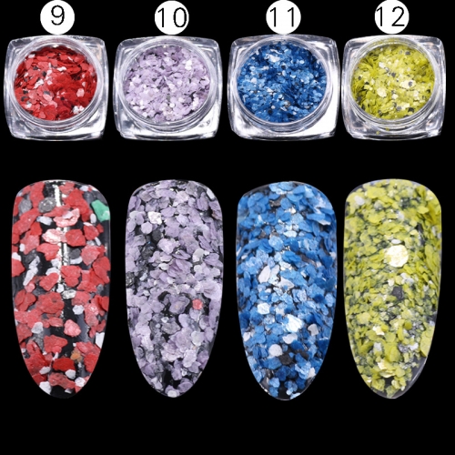 GSP-45 12 Grids/Set Combined Glitter Holographic Hexagon Sequins Sugar Marble