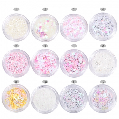 GSP-123 Pink Colors Solvent Resistant Mix Shape Glitter Sequins for nail art