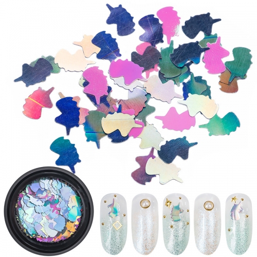 GSP-135 1 Box Colorful Unicorn Nail Glitter Sequins Holographic Nail Art Decoration