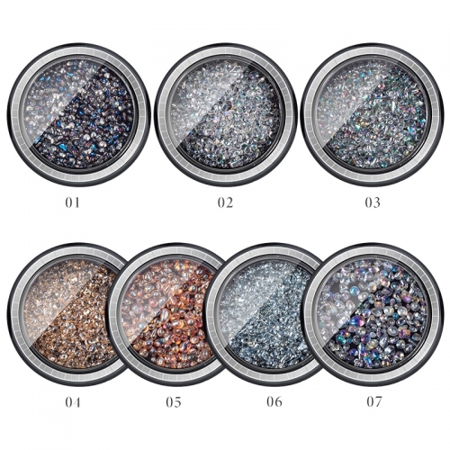 PGB-34 7 color Available Irregular Chameleon Nail Art Beads Wheel 3D Mix Sizes
