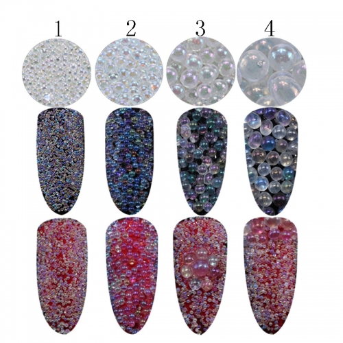 PGB-17 1 Box Mix Size Caviar Beads 3D Nail Clear Micro Glass Rhinestone Manicure