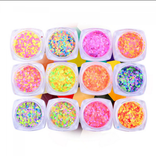 PGP-31 1 Case Holo Round Flakes Nail Art Glitter Sequins Dust Colorful Tips