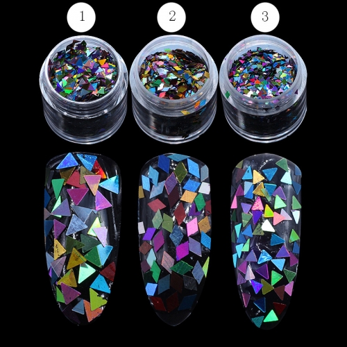 PGP-79 3 Colors Available Triangle Shape Nail Art Acrylic Glitter Sequins Powder Set supplies Decoration