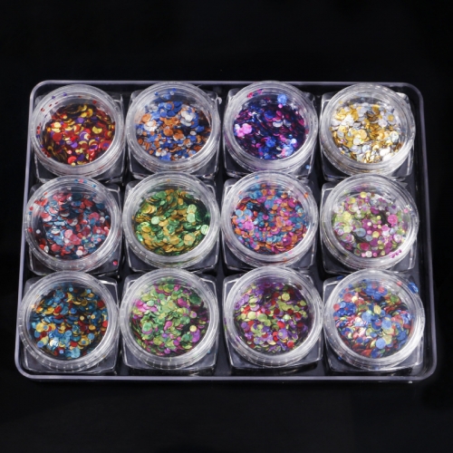 PGP-84 12Bottles/Set Ultrathin Sequins Nail Art Glitter Mini Paillette Colorful Round