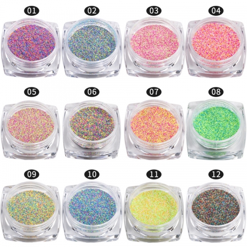 PGP-34 1 Box Plastic Nail Art Powder Color Mixed Nail Glitter Sequins Women Beauty