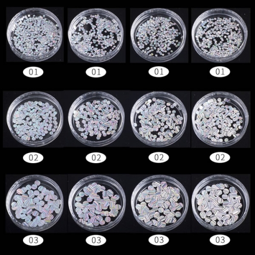 PGP-81 12Boxes/Set Laser Shiny Nail Art Glitters 3 MIXED SIZE Sliver Sequins DIY Tip Dust