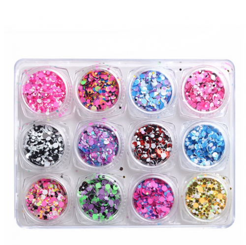 PGP-29 12 colors/Set Ultrathin Sequins Nail Art Glitter Mini Paillette Colorful Round