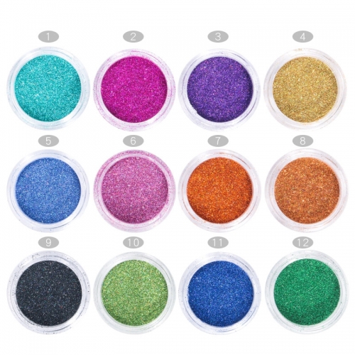 PGP-42 12 Colors/lot Nail Glitter Powder Decoration Nail Art Sparkly Acrylic UV Gel