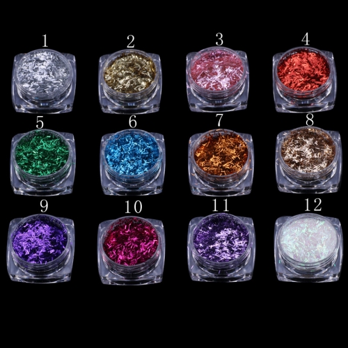 PGP-76 12 Colors Strip Shape Nail Art Acrylic Glitter Sequins Powder Set supplies Decoration