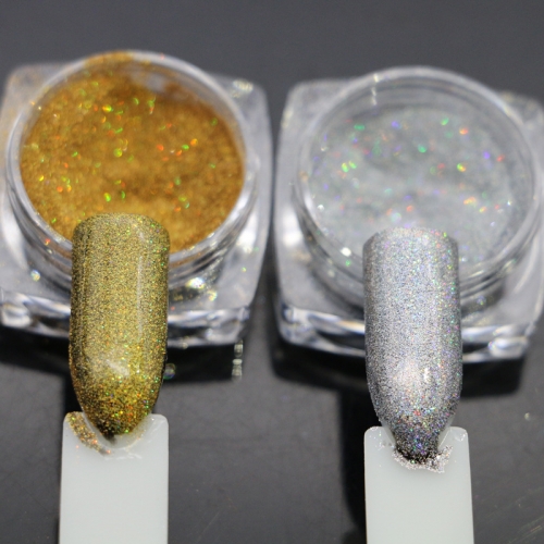 PGP-02 Laser Gold Silver Holographic Shiny Magic Mirror Powder Nail Glitters