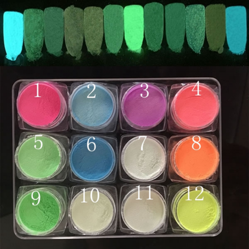 PGP-46 12 color Fluorescent DIY Bright Nail Art Glow In The Dark Sand