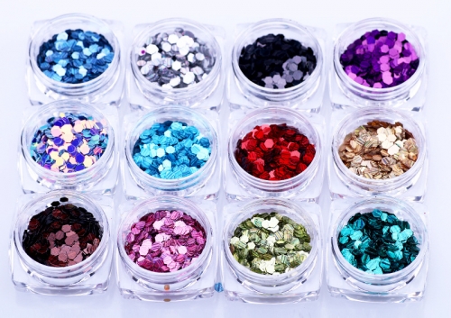 PGP-80 12boxes/set Laser Nail Glitter Mixed Holographic Hexagone Sequins Paillettes