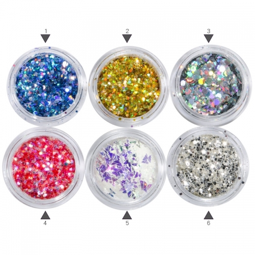 PGP-94-10K 6 Colors Available Shiny Glitter For Nails Hexagon Irregular Flakes