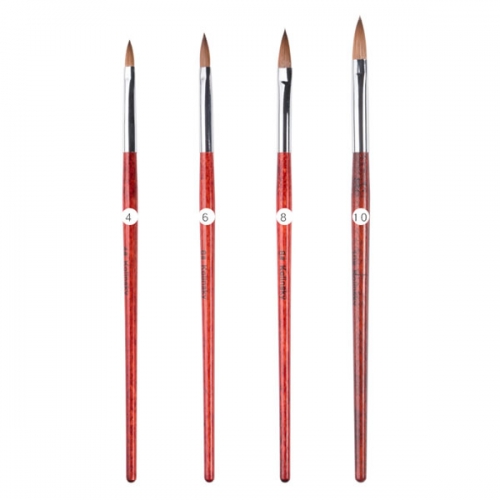 A126 100% Kolinsky Sable Pen Red Wood Round Flat Acrylic Nail Art Brush for Gel