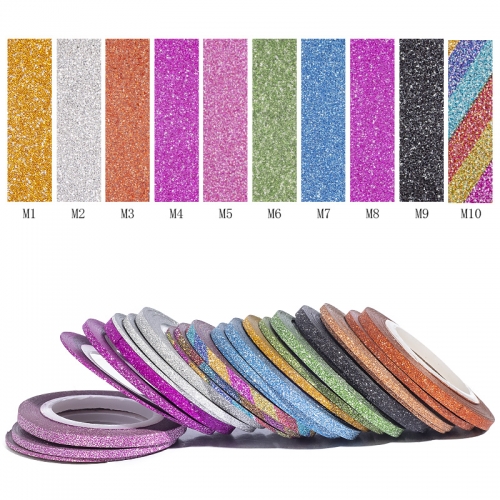 NLS-11 3mm 30Pcs/Set Matte Glitter Striping Tape Set Line Nail Sticker Colorful