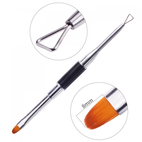 POT-39 Double Head Triangle Stick Rod UV Gel Polish Culticle Pusher Stainless Steel