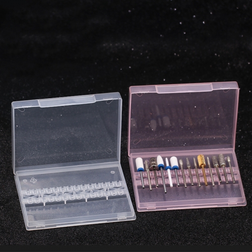 NDB-68 1PC 14 Holes Plastic Transparent Nail Drill Bit Acrylic Box Display Stand