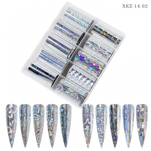 XKZ-14-02 laser silver nail transfer foil set