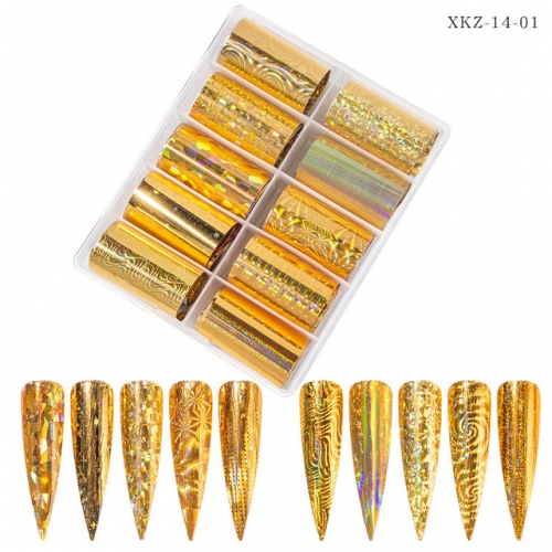 XKZ-14-01 laser gold nail transfer foil set